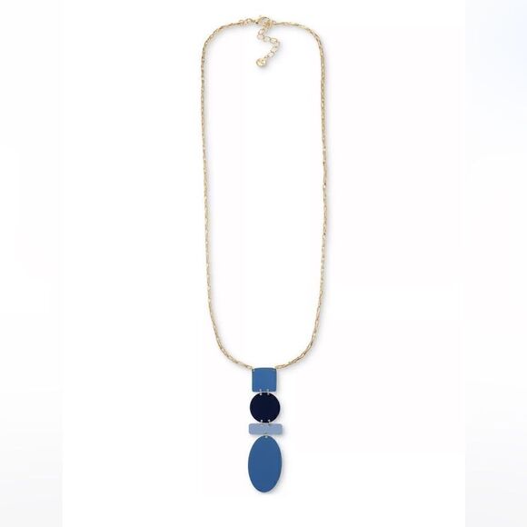 NWT ALFANI Gold-Tone Color Geometric Long Pendant Necklace, 28" + 2" extender - Picture 1 of 5